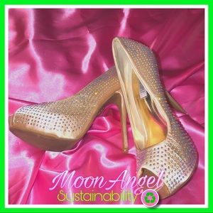 Jennifer Lopez Champagne Rhinestone Embellished Heels